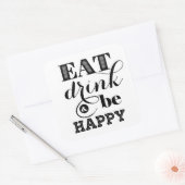 Essen, trinken und glücklich sein quadratischer aufkleber (Umschlag)