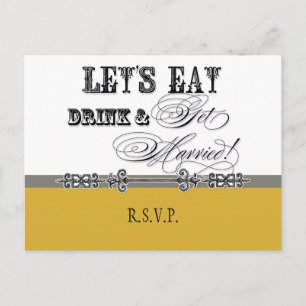 Essen, Trinken und Heiraten, RSVP-Antwort-Postkart Einladungspostkarte