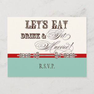 Essen, Trinken und Heiraten, RSVP-Antwort-Postkart Einladungspostkarte