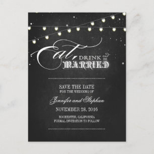 Essen, trinken und heiraten SAVE THE DATE Postkart Ankündigungspostkarte