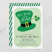 Essen, trinken und irisch sein St. Patrick's Day P Einladung (Vorne/Hinten)