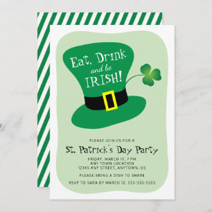 Essen, trinken und irisch sein St. Patrick's Day P Einladung
