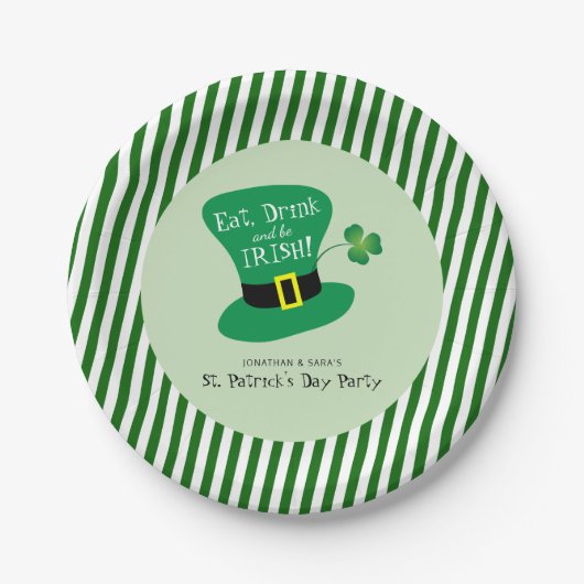 Essen, Trinken und irisch sein St. Patrick's Day P Pappteller (Vorderseite)