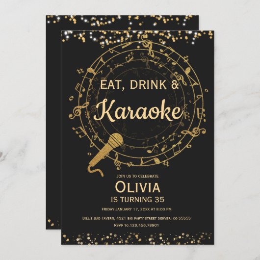 Essen, trinken und Karaoke Einladung, Karaoke Part Einladung (Vorne/Hinten)