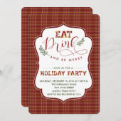 Essen, trinken und Karierte Party Einladung sein (Vorne/Hinten)