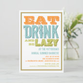 Essen, Trinken und Lazy im Party "Summer GRILLEN" Einladung (Stehend Vorderseite)