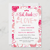 "Essen, Trinken und Liebe" Valentinstag Brautparty Einladung (Vorderseite)