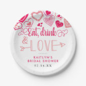 "Essen, Trinken und Liebe" Valentinstag Brautparty Pappteller (Vorderseite)