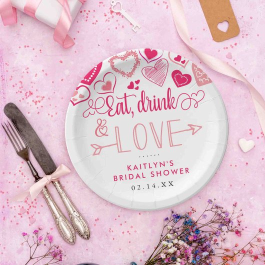 "Essen, Trinken und Liebe" Valentinstag Brautparty Pappteller