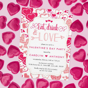 "Essen, Trinken und Liebe" Valentinstag Party Einladung