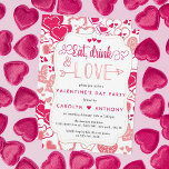 "Essen, Trinken und Liebe" Valentinstag Party Einladung<br><div class="desc">Feiern Sie stilvoll mit den trendigen Valentinstag-Party Einladungen. Dieses Design lässt sich leicht mit Ihrer speziellen Veranstaltungssprache personalisieren und Ihre Gäste werden begeistert sein,  wenn sie diese fantastischen Einladungen erhalten.</div>