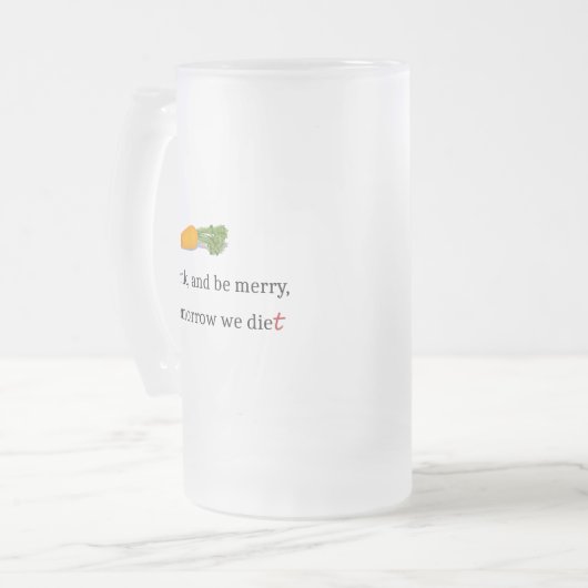 "Essen, trinken und Merken, für morgen essen wir" Mattglas Bierglas (Vorderseite Links)