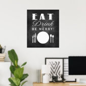 Essen, trinken und Merry Chalkboard Art (11x14) Poster (Heimbüro)