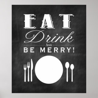 Essen, trinken und Merry Chalkboard Art (11x14) Poster