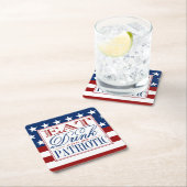 Essen, trinken und Patriotisch sein | 4. Juli Part Rechteckiger Pappuntersetzer (Vor Ort)