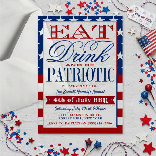 Essen, trinken und Patriotisch sein 4. Juli Party Acryleinladungen