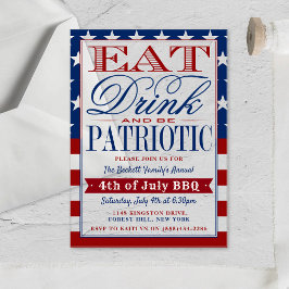 Essen, trinken und Patriotisch sein 4. Juli Party Acryleinladungen