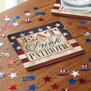 Essen, trinken und Patriotisch sein Vintager 4. Rechteckiger Pappuntersetzer