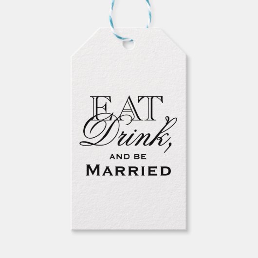 Essen, trinken und Personalisierte Hochzeit Verhei Geschenkanhänger (Vorderseite)