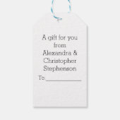 Essen, trinken und Personalisierte Hochzeit Verhei Geschenkanhänger (Rückseite)