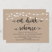 Essen, Trinken und Rehe, rustikales Probe Dinner Einladung (Vorne/Hinten)