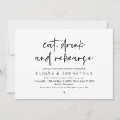 Essen, Trinken und Rehearen, Hochzeit Probe Abende Einladung (Vorderseite)