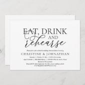 Essen, Trinken und Rehearen, Hochzeit-Probe-Party Einladung (Vorne/Hinten)