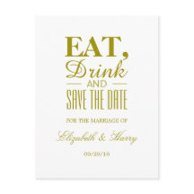 Essen, trinken und Save the Date Hochzeit