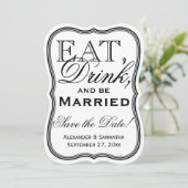 Essen, trinken und Save the Date Verheiratet gesta (Stehend Vorderseite)