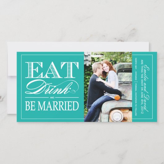 Essen, trinken und Save the Date Verheiratet sein  (Vorderseite)