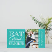Essen, trinken und Save the Date Verheiratet sein  (Stehend Vorderseite)