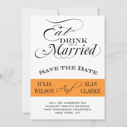 Essen, trinken und Save the Date Verheiratet sein  (Vorderseite)