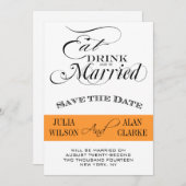 Essen, trinken und Save the Date Verheiratet sein  (Vorne/Hinten)