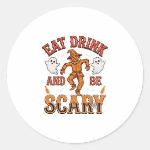 Essen Trinken Und Sei Gruselig Vintage Halloween-S Runder Aufkleber