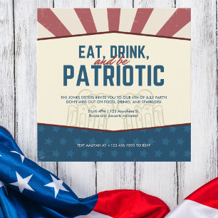 Essen, Trinken und sei patriotisch Einladung