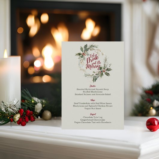 Essen, trinken, und seien Sie froh, moderne Weihna Menükarte