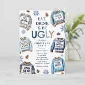 Essen, trinken und sich hässlich fühlen! Ugly Swea Einladung (Stehend Vorderseite)