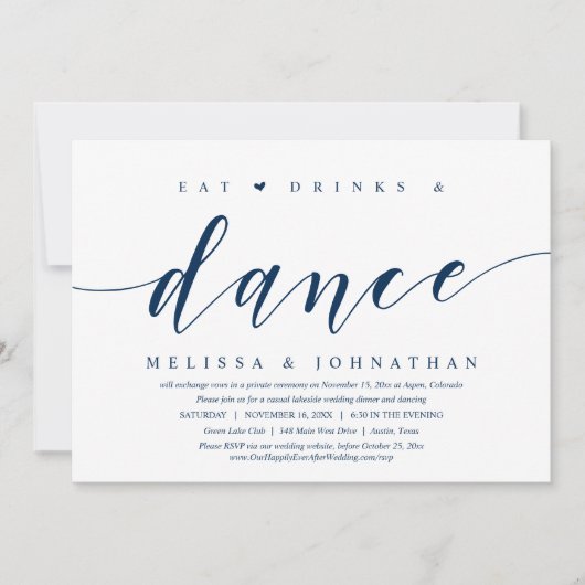 Essen, trinken und tanzen, Hochzeitsfeiern Party I Einladung (Vorderseite)