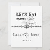 Essen, trinken und Verheiratet feierliche Hochzeit Einladung (Vorderseite)
