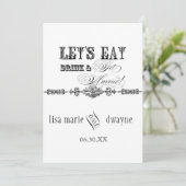 Essen, trinken und Verheiratet feierliche Hochzeit Einladung (Stehend Vorderseite)