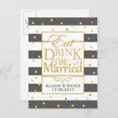 Essen, trinken und Verheiratet gestalten Einladungspostkarte (Vorne/Hinten)