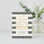 Essen, trinken und Verheiratet gestalten Einladungspostkarte (Stehend Vorderseite)