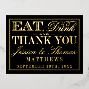 Essen, trinken und Verheiratet Hochzeit sein Viele Folie Einladungspostkarte