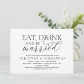 Essen, trinken und Verheiratet Hochzeitsessen Prob Einladung (Stehend Vorderseite)