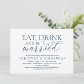 Essen, trinken und Verheiratet Hochzeitsessen Prob Einladung (Stehend Vorderseite)