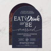 Essen, trinken und Verheiratet Hochzeitsfeiern. Einladung (Vorne/Hinten)