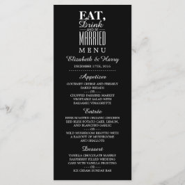 Essen, trinken und Verheiratet Hochzeitsmenü genie Menükarte