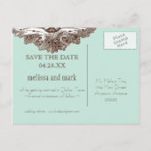 Essen, trinken und Verheiratet Save the Date Postk Ankündigungspostkarte (Rückseite)