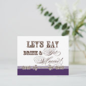 Essen, trinken und Verheiratet Save the Date Postk Ankündigungspostkarte (Stehend Vorderseite)