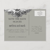 Essen, trinken und Verheiratet Save the Date Postk Ankündigungspostkarte (Rückseite)